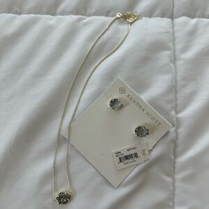 Kendra Scott Tessa Necklace and earring set with Gray Stone
